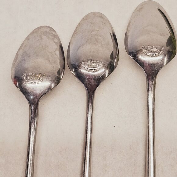 MCM Ekco Eterna Tea Spoons Wood Handles Stainless Steel Flatware Mid Century 60s - Picture 7 of 11